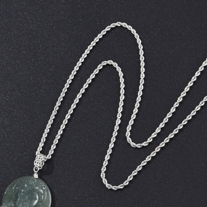 Sterling Silver Necklace Men's Hemp Rope Chain Long Sweater Chain Single Chain