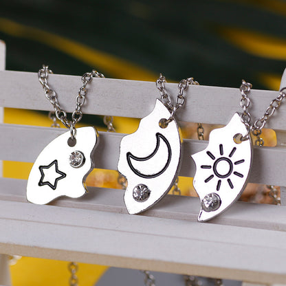 Sun, Moon And Star Pendant Set, Best Friend, Best friend, Friendship Couple Necklace, Fashion Jewelry