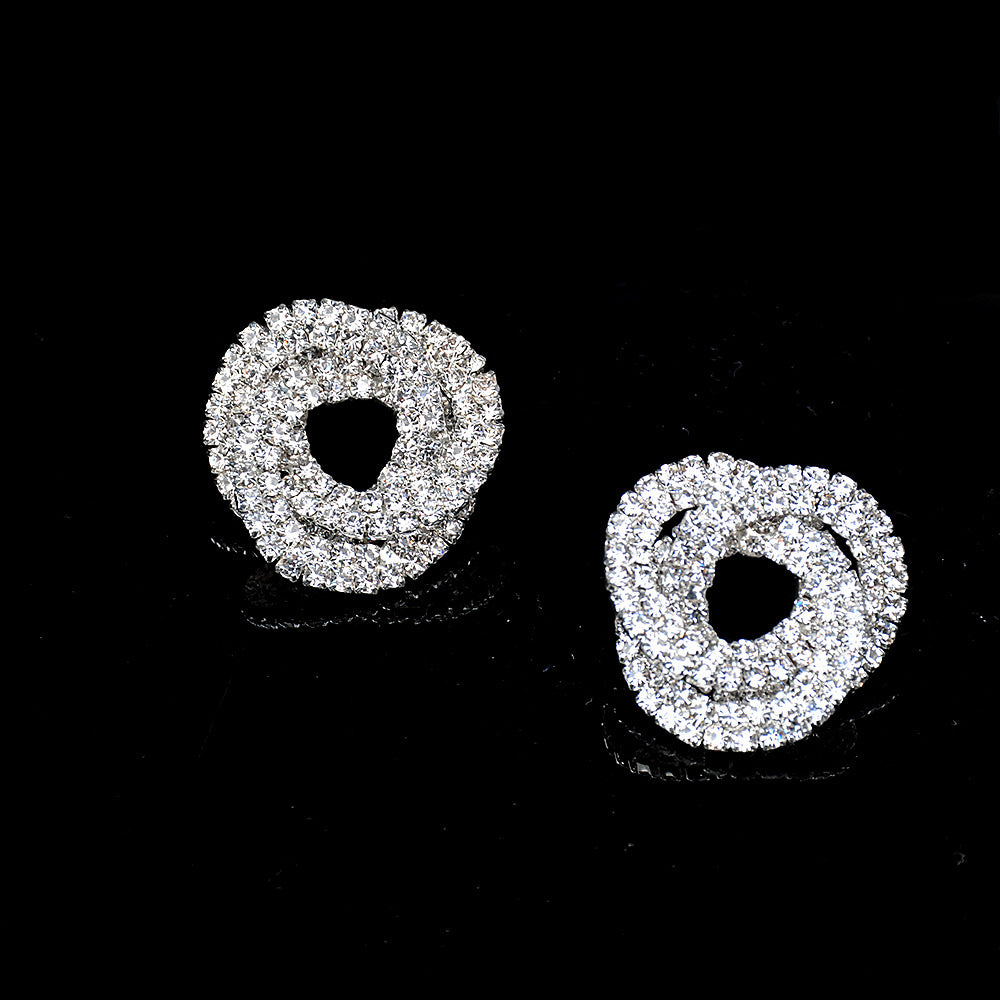 Full Diamond Round Studs Bridal Wedding