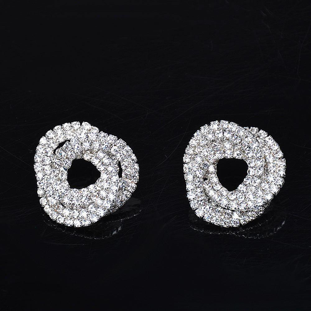 Full Diamond Round Studs Bridal Wedding