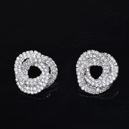 Full Diamond Round Studs Bridal Wedding