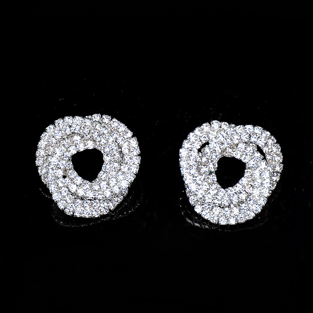 Full Diamond Round Studs Bridal Wedding