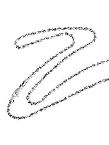 Sterling Silver Necklace Men's Hemp Rope Chain Long Sweater Chain Single Chain