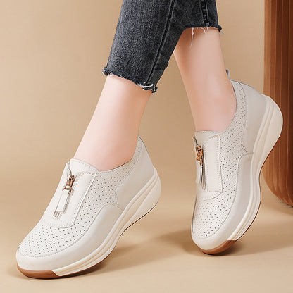 Women's Zipper Muffin Sleeve Gommino Plus Size Shoes