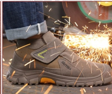 Fireproof Flower Safety Wear-resistant Steel Toe Cap Felt Buckle Welder Shoes