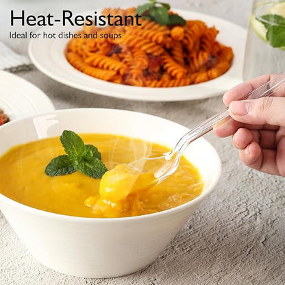 300 Count Heavy Duty Clear Plastic Silverware, Disposable Plastic Utensils Set, 100 Forks, 100 Spoons, 100 Knives, BPA-Free Heat Resistant Durable Plastic Cutlery Set for Party