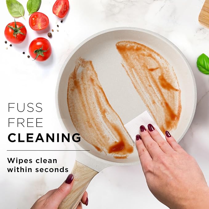 10Pcs Cookware set, Die-cast Aluminum pots and pans, Nonstick frying pans and casseroles, Induction safe, PFOA-free (Green and Cream, 10 pcs)