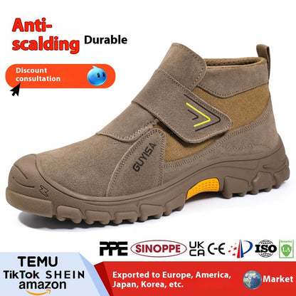 Fireproof Flower Safety Wear-resistant Steel Toe Cap Felt Buckle Welder Shoes