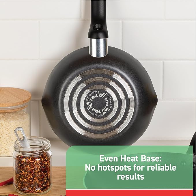 T-fal Initiatives Nonstick Cookware Set 18 Piece, Oven Broiler Safe 350F, Kitchen Cooking Set w/Fry Pans, Saucepans, Saute Pan, Dutch Oven, Griddle, Pots and Pans, Home, Dishwasher Safe, Red