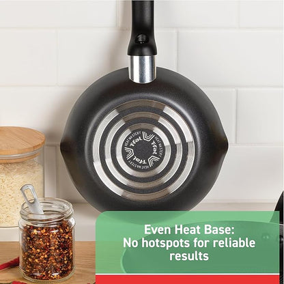 T-fal Initiatives Nonstick Cookware Set 18 Piece, Oven Broiler Safe 350F, Kitchen Cooking Set w/Fry Pans, Saucepans, Saute Pan, Dutch Oven, Griddle, Pots and Pans, Home, Dishwasher Safe, Red