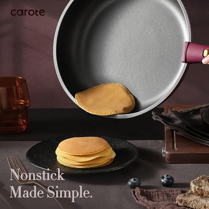 CAROTE 19pcs Pots and Pans Set, Nonstick Cookware Set Detachable Handle, Induction Kitchen Cookware Sets Non Stick with Removable Handle, RV Cookware Set, Gold and Purple