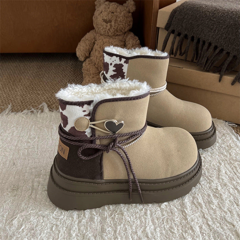 Mint Chocolate Thick-soled Brown Snow Boots