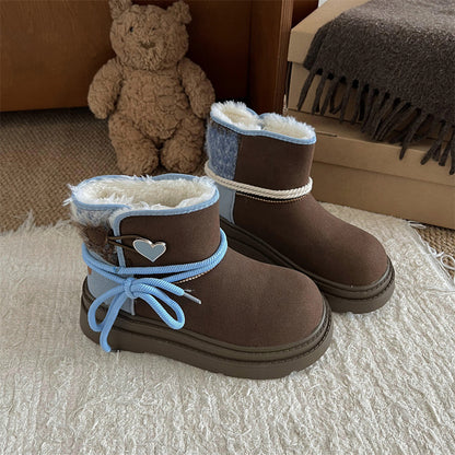 Mint Chocolate Thick-soled Brown Snow Boots