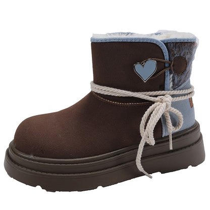 Mint Chocolate Thick-soled Brown Snow Boots