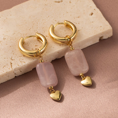 Personalized Natural Stone Heart Earrings Versatile Ladies