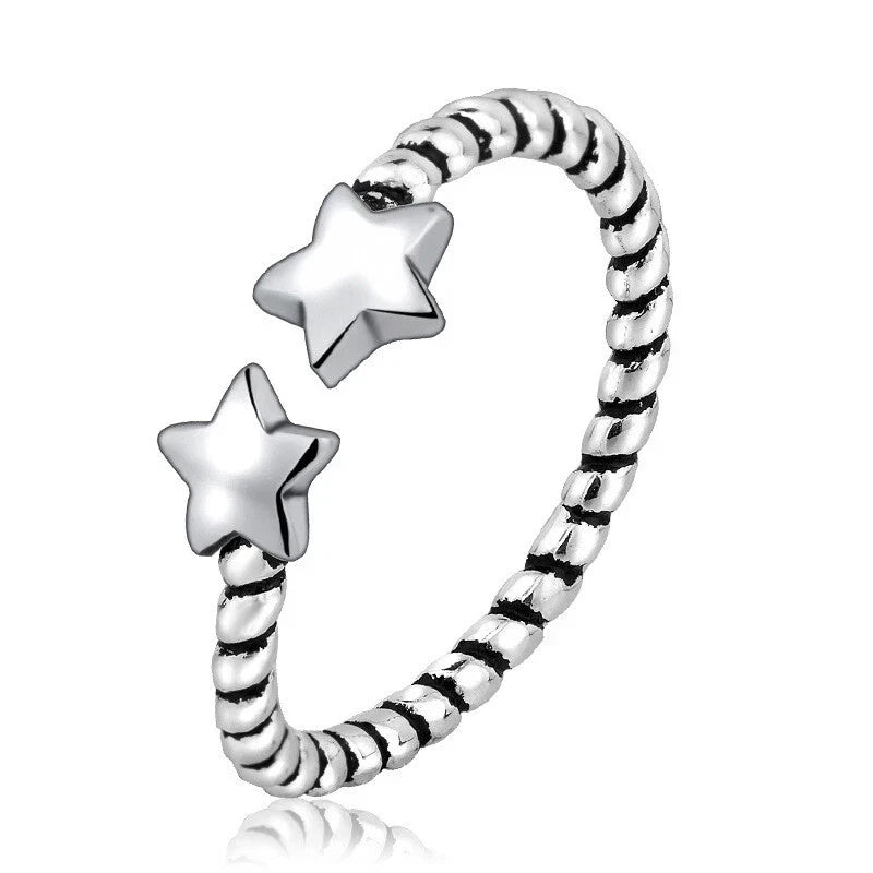 925 Sterling Silver Zircon Fidget Spinner Ring Adjustable Unisex Anxiety Relief