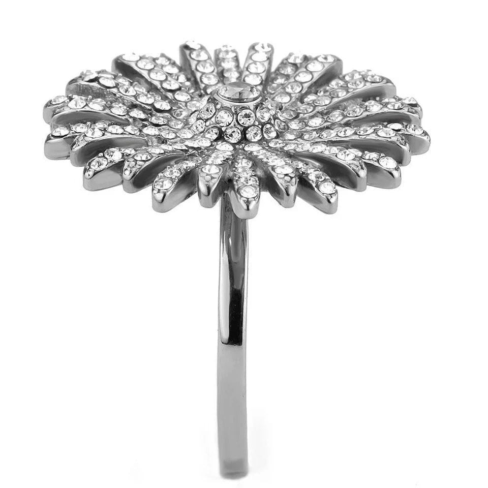 Spectacular Pave Star Flower Cocktail Ring