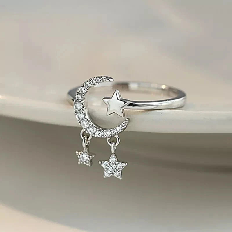 Fashion 925 Silver Tassesl Knuckle Ring Open Zircon Rings Women Adjustable