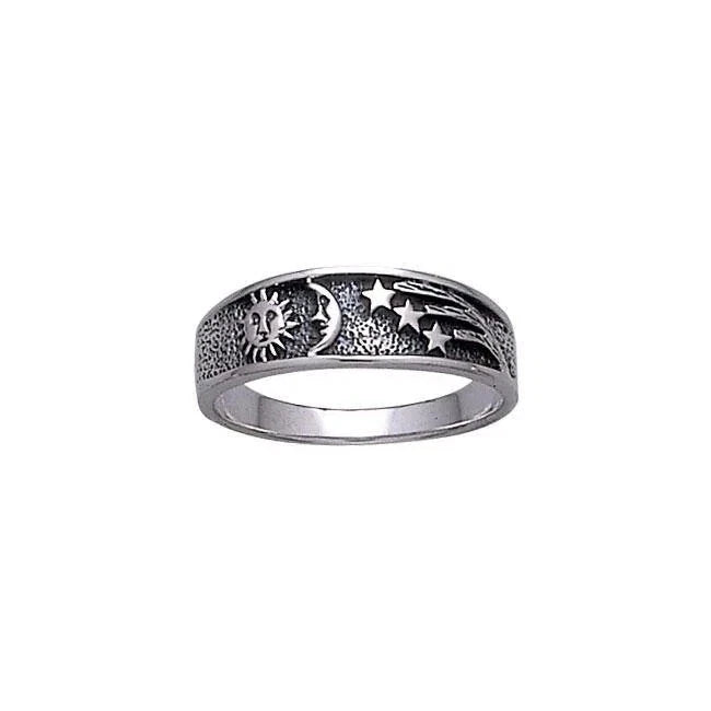 Sun Moon and Stars Ring 925 Sterling Silver Fine Celestial Jewelry