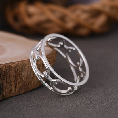 Solid Sterling Silver Open Oval Link Chain Ring Handmade Dainty Statement Band