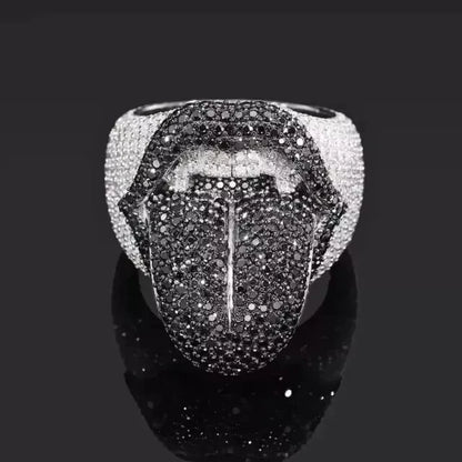 3Ct Round Cut Real Moissanite Band Men's Charm Pinky Ring 14K White Gold Plated
