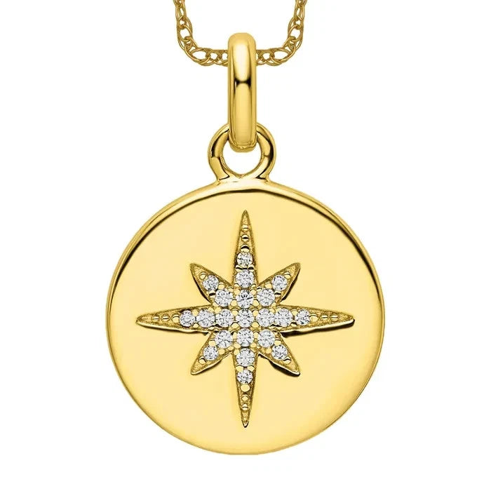 925 Sterling Silver Gold CZ Star Necklace