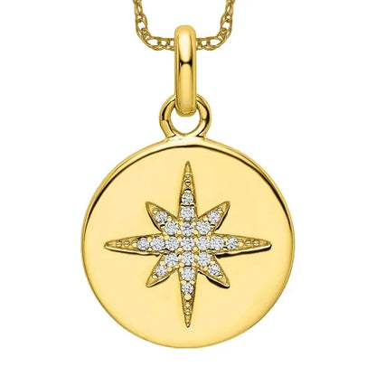 925 Sterling Silver Gold CZ Star Necklace