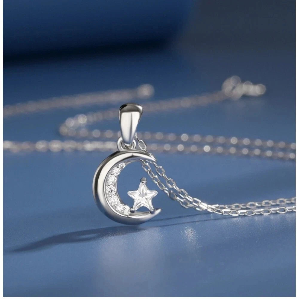 Sweet Jewelry S925 sterling silver star moon romantic star sky pendant necklace