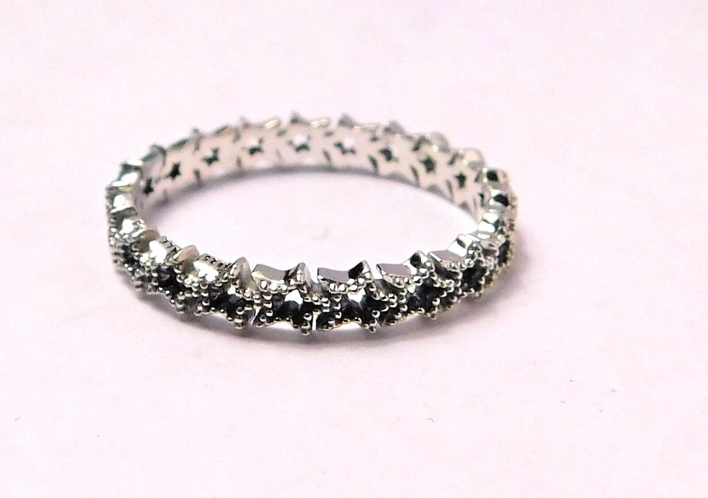 Authentic Pandora Ring, Silver Band of Asymmetrical Stars, 190029C00