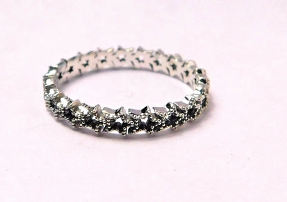 Authentic Pandora Ring, Silver Band of Asymmetrical Stars, 190029C00