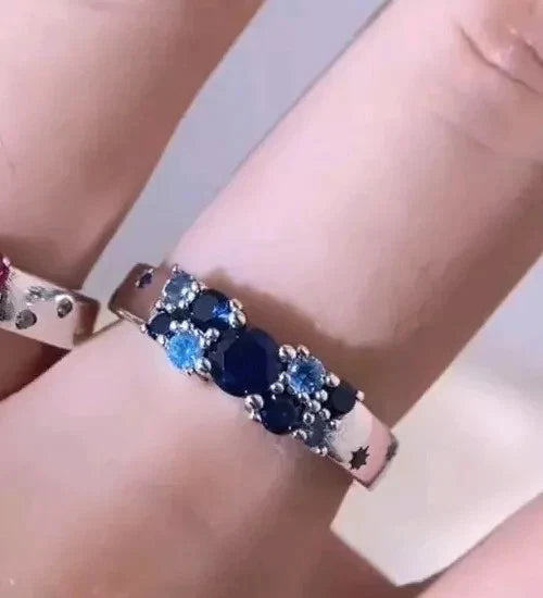 S925 sterling silver cubic zirconia star ringSize 6