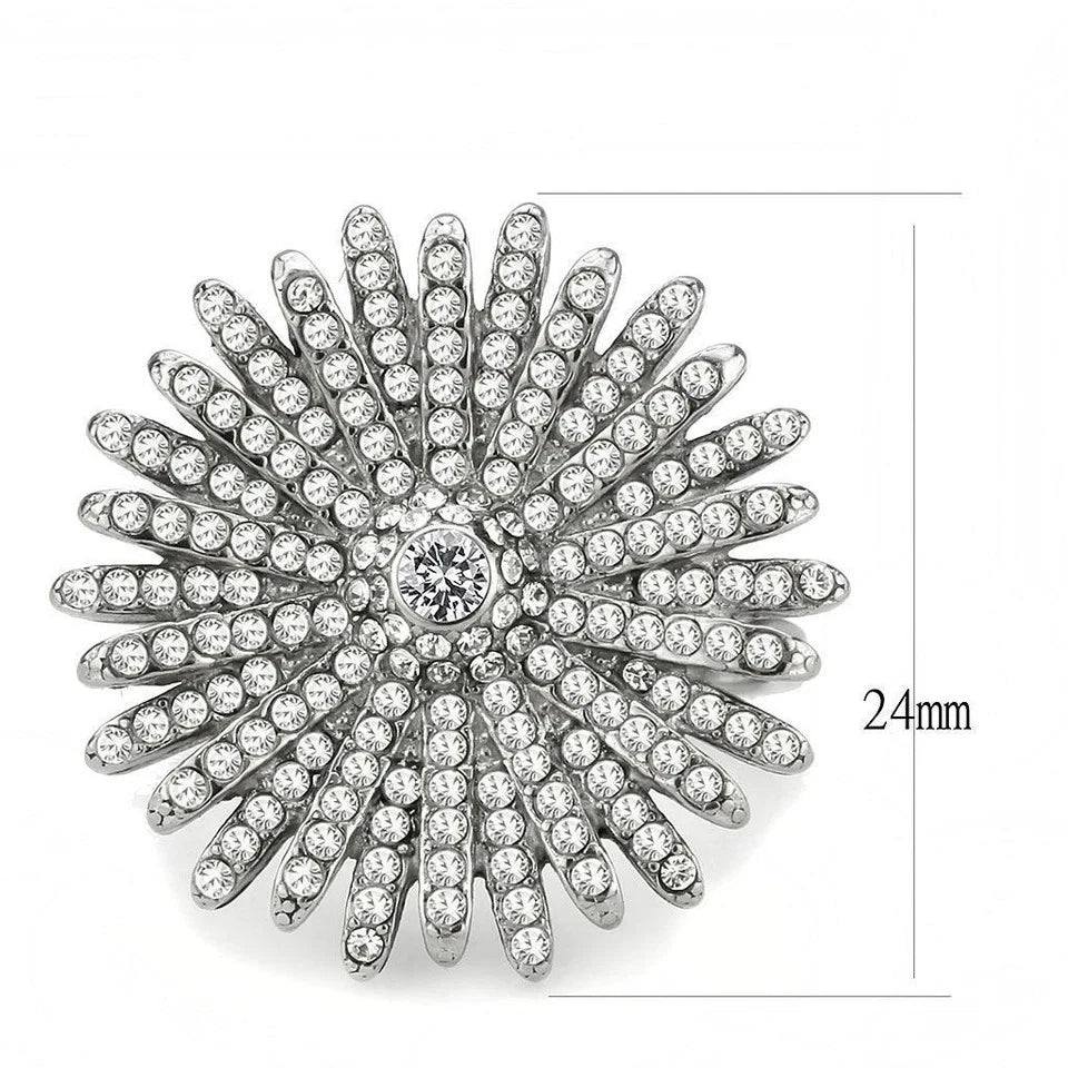 Spectacular Pave Star Flower Cocktail Ring