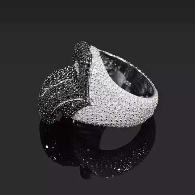 3Ct Round Cut Real Moissanite Band Men's Charm Pinky Ring 14K White Gold Plated