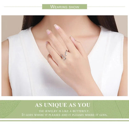 Wostu Fashion 925 Sterling Silver 3 Stars CZ Wedding Ring Women Party Gift