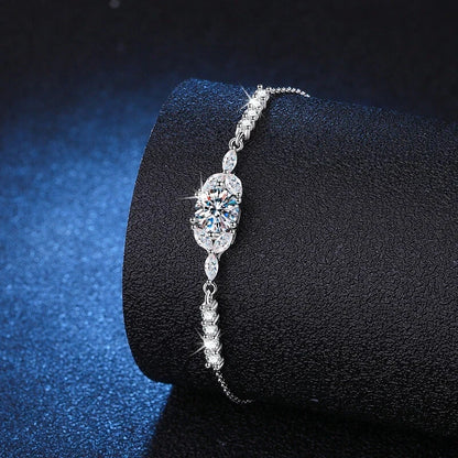 1CT D Color Moissanite Star Flower Bracelet Women Adjustable 925 Sterling Silver