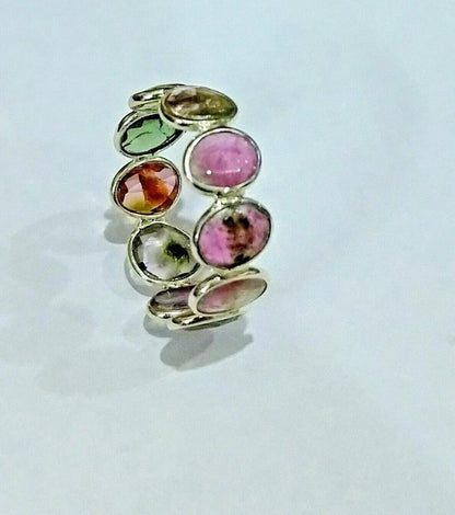 Natural Bicolor Tourmaline 925 Sterling Silver Designer Ring Best Valentine Gift