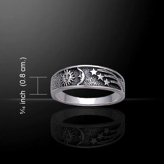 Sun Moon and Stars Ring 925 Sterling Silver Fine Celestial Jewelry
