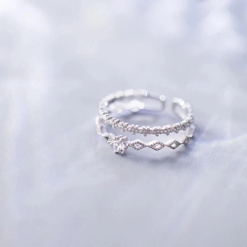 Fashion 925 Silver Tassesl Knuckle Ring Open Zircon Rings Women Adjustable
