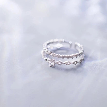 Fashion 925 Silver Tassesl Knuckle Ring Open Zircon Rings Women Adjustable