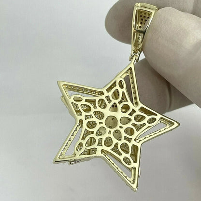 Round Cut Simulated Diamond Stunning $ Star Pendant In 14K Yellow Gold Plated