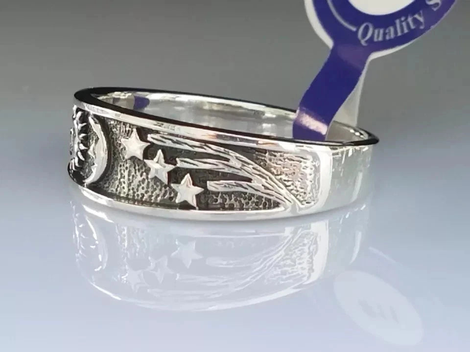 Sun Moon And Stars Sterling Silver Ring Designer Unique Fine Jewelry