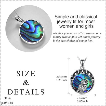 925 Sterling Silver Owl Moon Star Necklace Owl Moon Star Pendant for Women