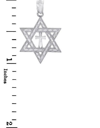 925 Sterling Silver Jewish Star Of David Cross Charm Pendant Necklace