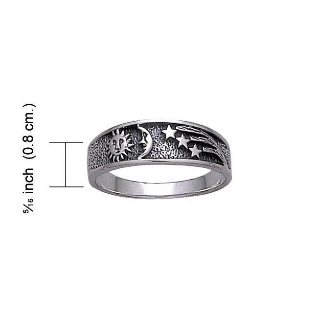 Sun Moon and Stars Ring 925 Sterling Silver Fine Celestial Jewelry