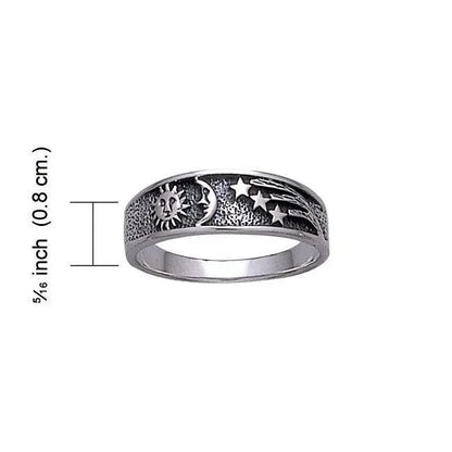 Sun Moon and Stars Ring 925 Sterling Silver Fine Celestial Jewelry