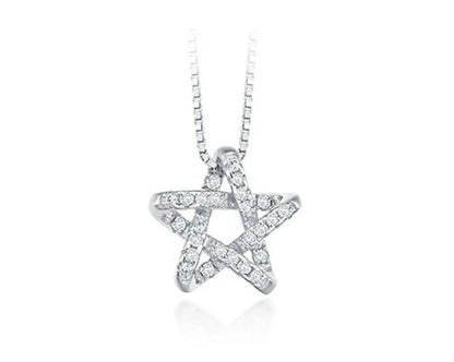 925 Sterling Silver CZ Bling Hexagon Lucky Star Chain Necklace Women 16" -18"