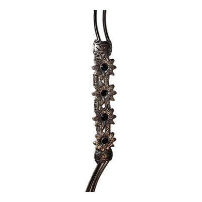 Silver Tone Black Enamel Flower Star Bracelet 6"-8"