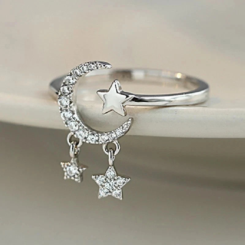 Fashion 925 Silver Tassesl Knuckle Ring Open Zircon Rings Women Adjustable