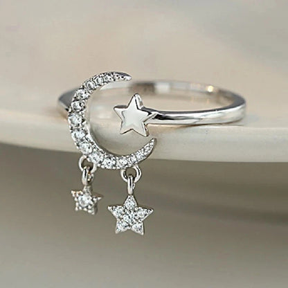 Fashion 925 Silver Tassesl Knuckle Ring Open Zircon Rings Women Adjustable